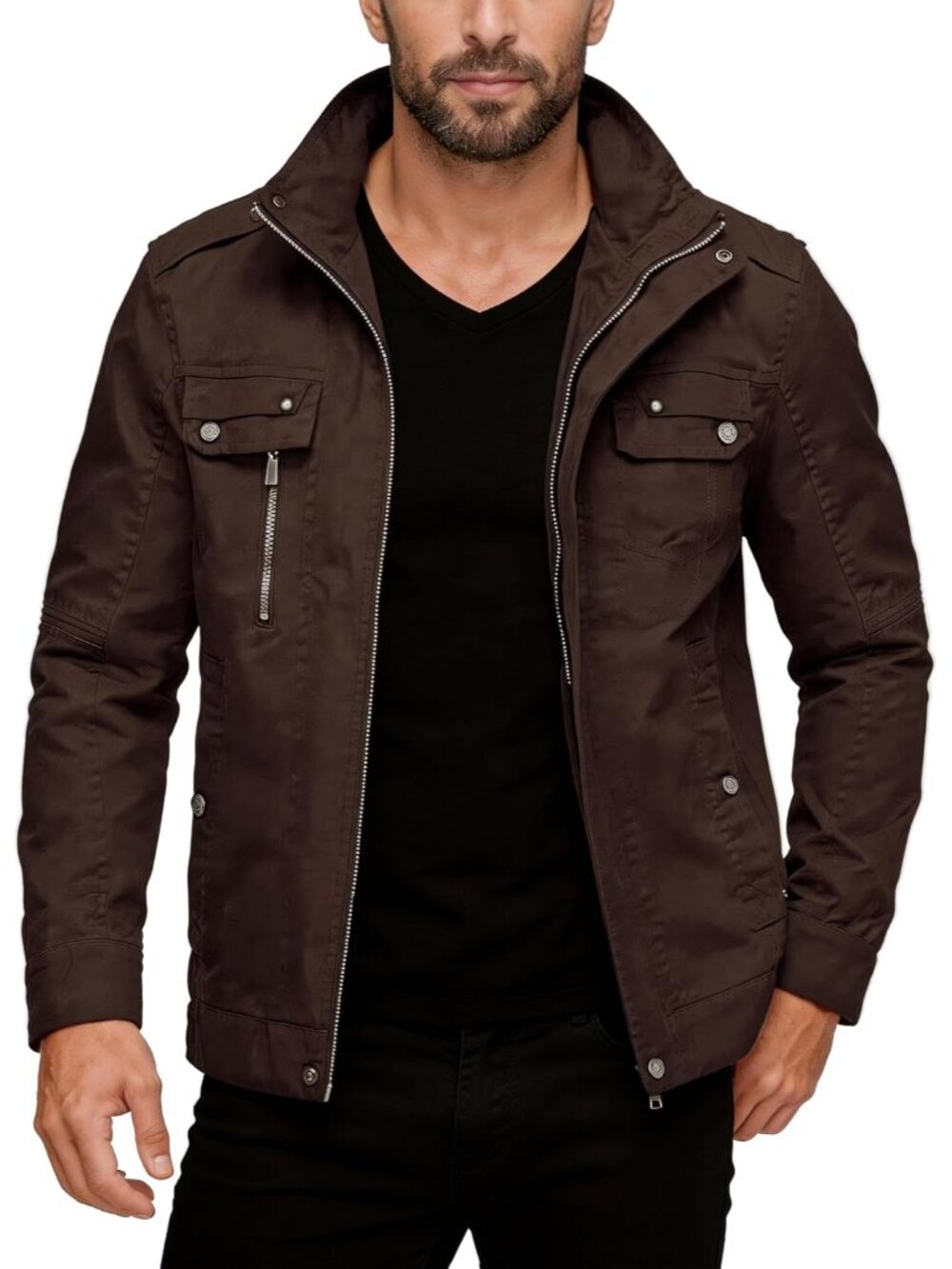 Men's Cotton Lightweight Military Jacket Casual Windbreaker